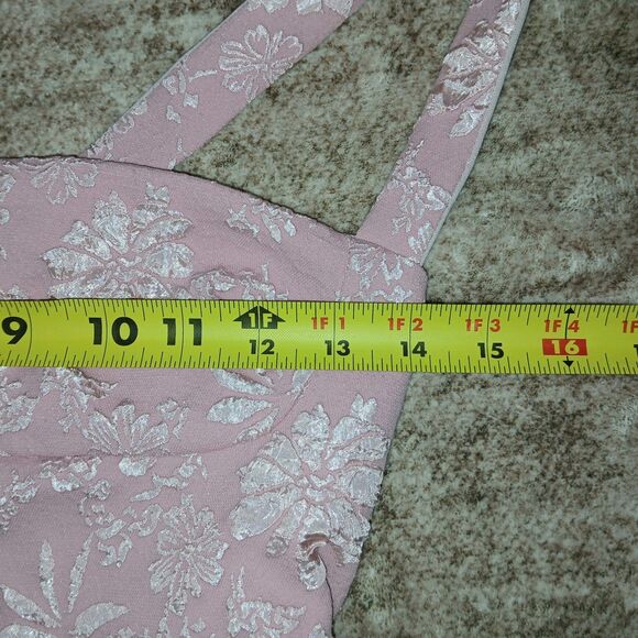 Coquette Pink Floral Jacquard Mini Dress Lace Up Corset Back Sexy Romantic NWT L - Picture 16 of 16